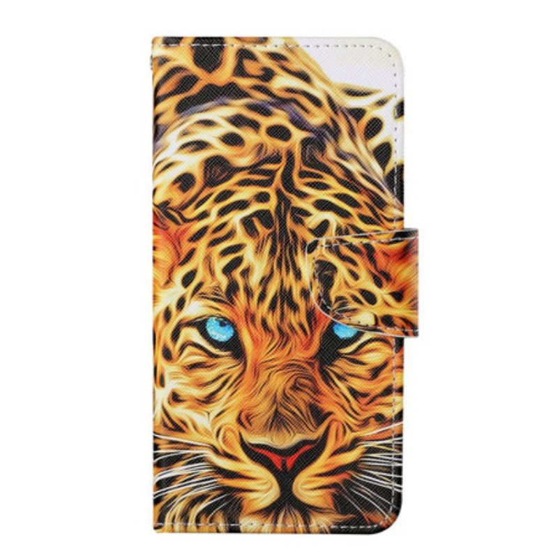 Folio-hoesje voor iPhone 13 Pro Tijger Met Lanyard