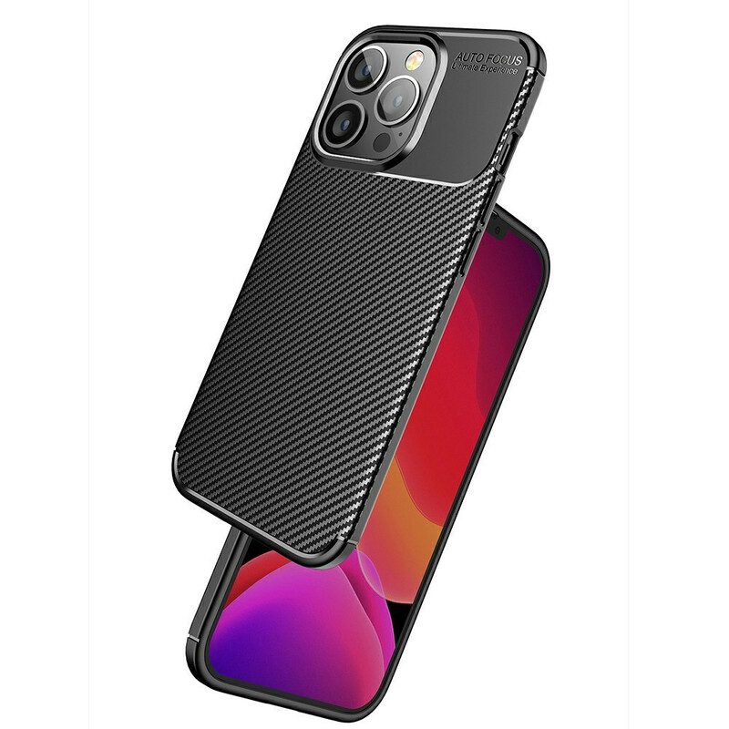 Hoesje voor iPhone 13 Pro Flexibele Koolstofvezeltextuur