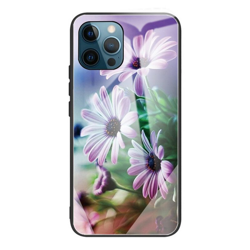 Hoesje voor iPhone 13 Pro Gehard Glas Realistische Bloemen