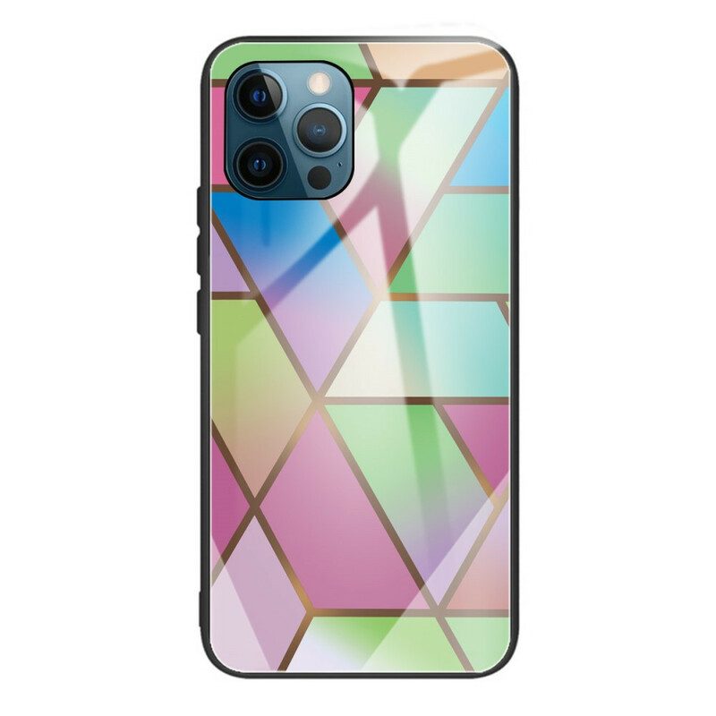 Hoesje voor iPhone 13 Pro Geometrie Marmer Gehard Glas