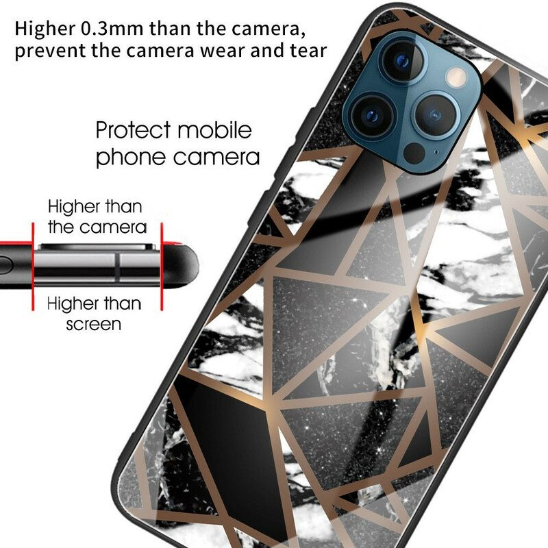 Hoesje voor iPhone 13 Pro Geometrie Marmer Gehard Glas