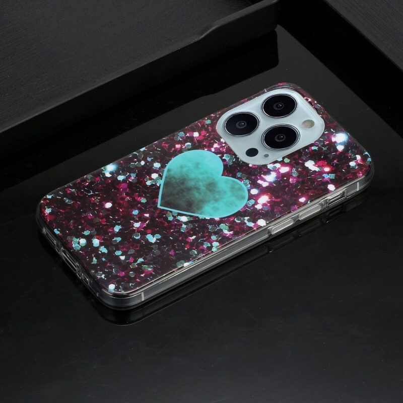 Hoesje voor iPhone 13 Pro Glitter Marmer