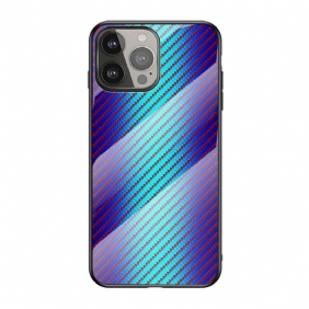 Hoesje voor iPhone 13 Pro Koolstofvezel Gehard Glas