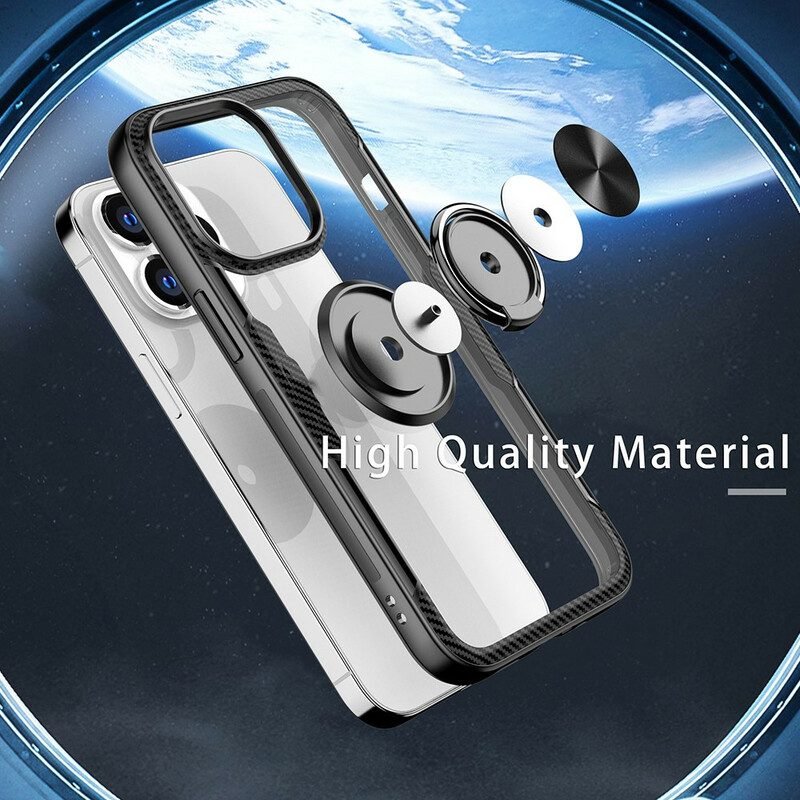 Hoesje voor iPhone 13 Pro Koolstofvezel Metalen Ring