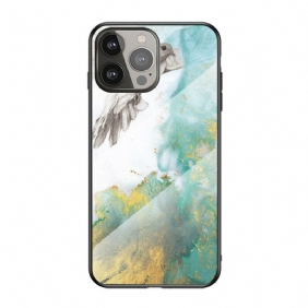 Hoesje voor iPhone 13 Pro Marmeren Kleuren Gehard Glas