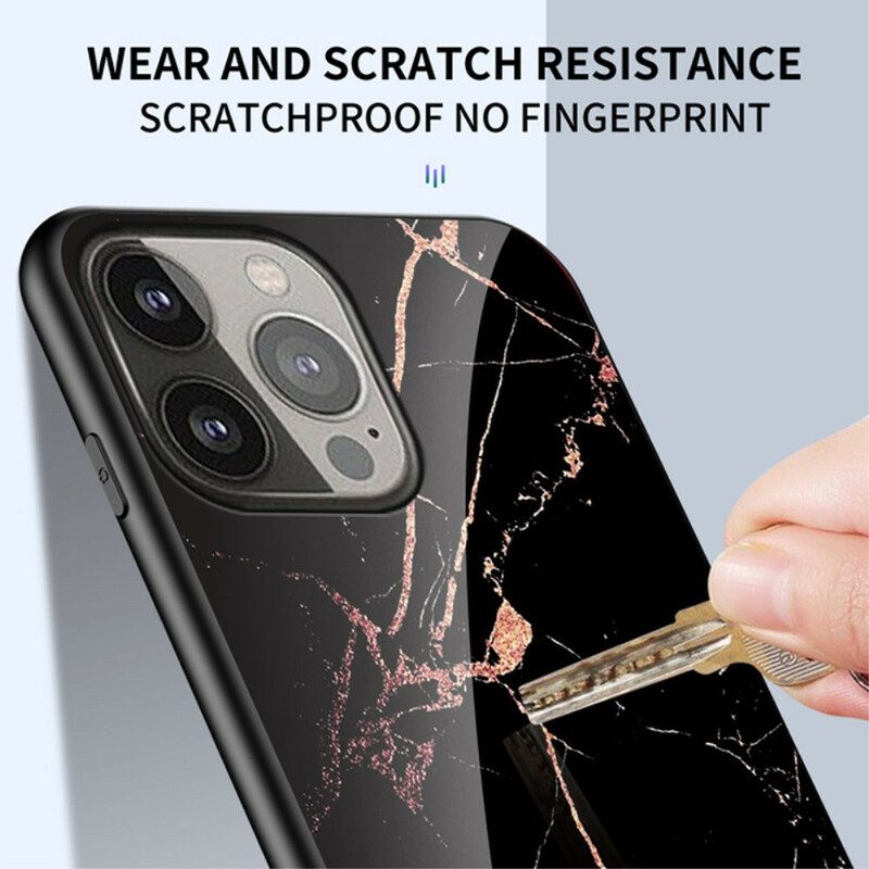 Hoesje voor iPhone 13 Pro Marmeren Kleuren Gehard Glas