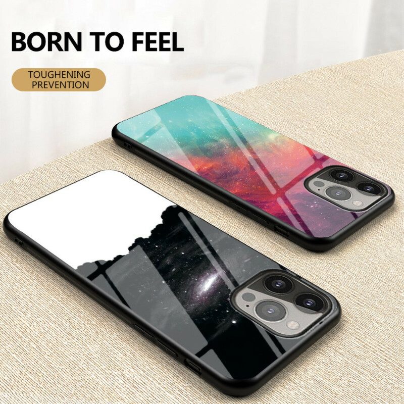 Hoesje voor iPhone 13 Pro Sterrenhemel Gehard Glas