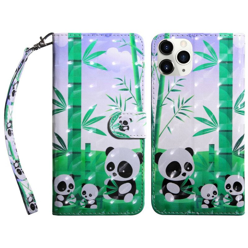 Leren Hoesje voor iPhone 13 Pro Lichtvlek Panda's