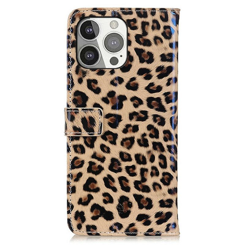 Leren Hoesje voor iPhone 13 Pro Luipaard