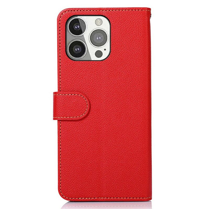 Leren Hoesje voor iPhone 13 Pro Lychee-stijl Rfid Khazneh