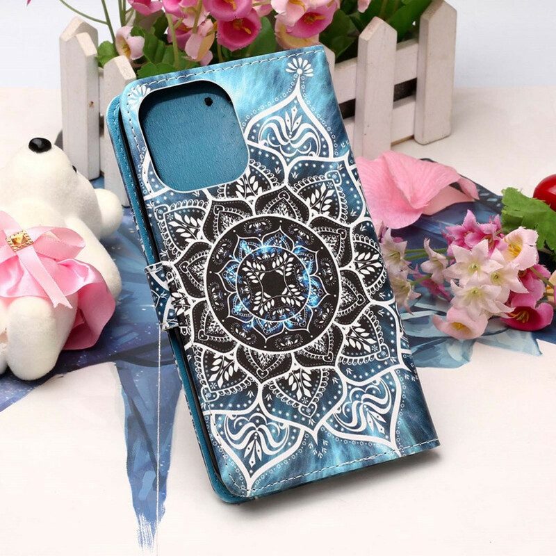 Leren Hoesje voor iPhone 13 Pro Mandala In De Lucht