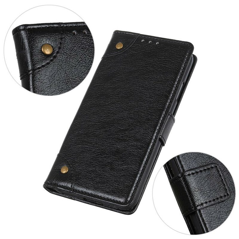 Leren Hoesje voor iPhone 13 Pro Stijl Nappa Lederen Vintage Klinknagels