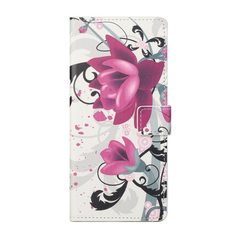 Leren Hoesje voor iPhone 13 Pro Tropische Bloemen