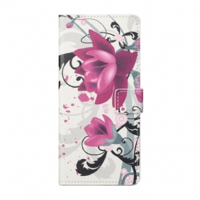 Leren Hoesje voor iPhone 13 Pro Tropische Bloemen