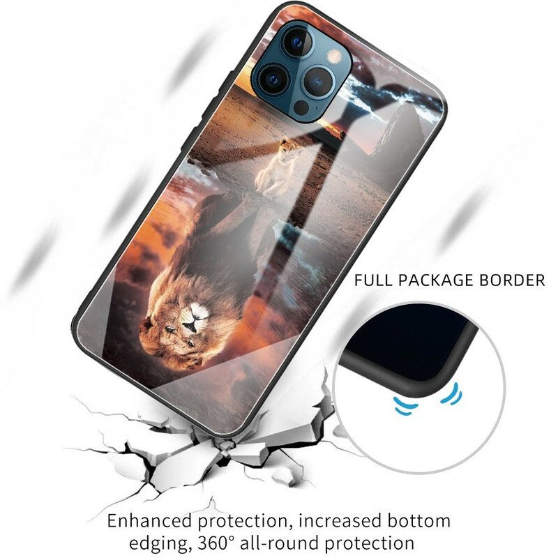 Telefoonhoesje voor iPhone 13 Pro Lion Cub's Dream Gehard Glas