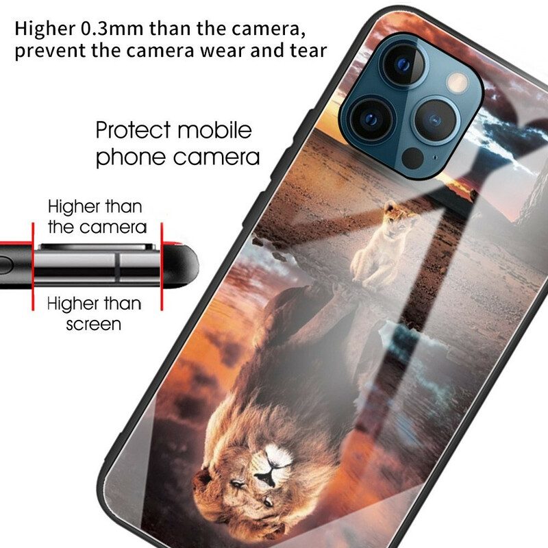 Telefoonhoesje voor iPhone 13 Pro Lion Cub's Dream Gehard Glas