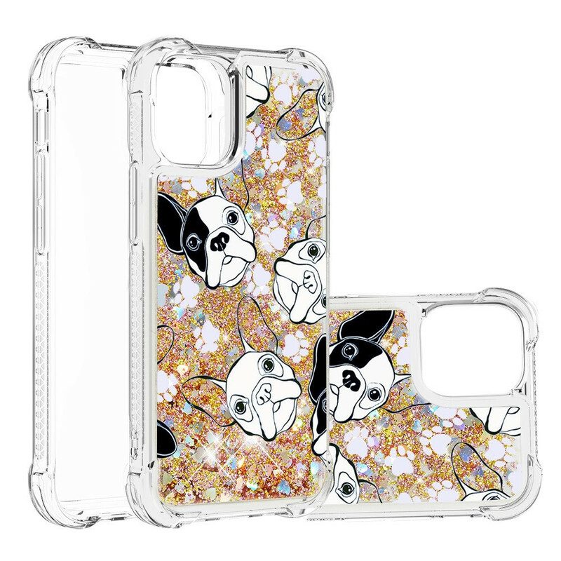 Telefoonhoesje voor iPhone 13 Pro Mr Dog Pailletten