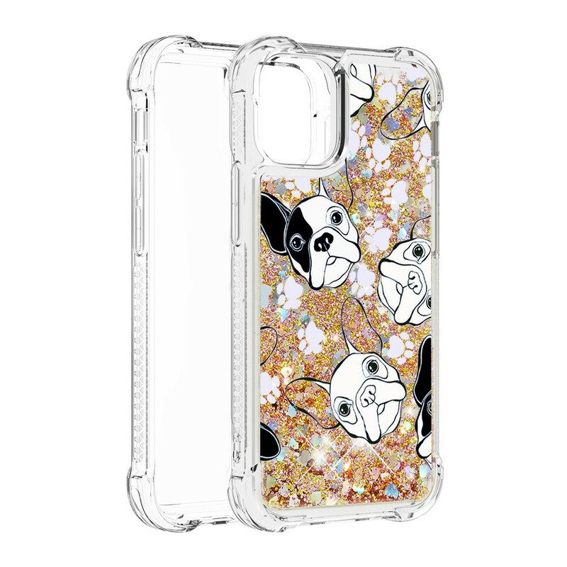 Telefoonhoesje voor iPhone 13 Pro Mr Dog Pailletten