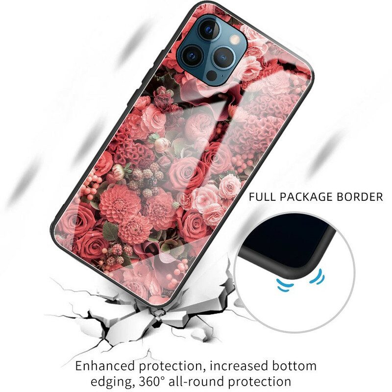 Telefoonhoesje voor iPhone 13 Pro Rose Bloemen Gehard Glas