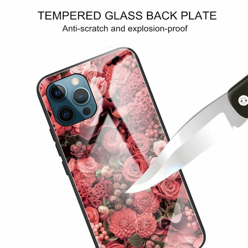 Telefoonhoesje voor iPhone 13 Pro Rose Bloemen Gehard Glas