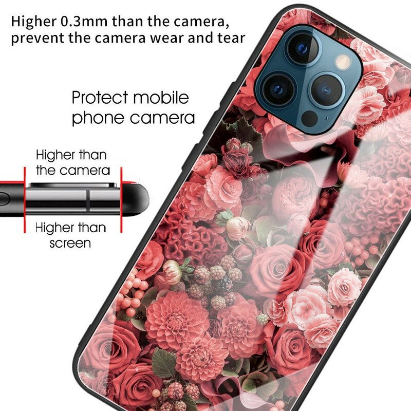 Telefoonhoesje voor iPhone 13 Pro Rose Bloemen Gehard Glas