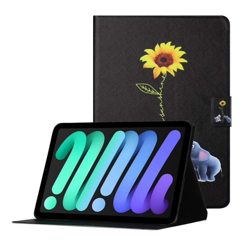 Folio-hoesje voor iPad Mini 6 (2021) Zonnebloem Olifanten