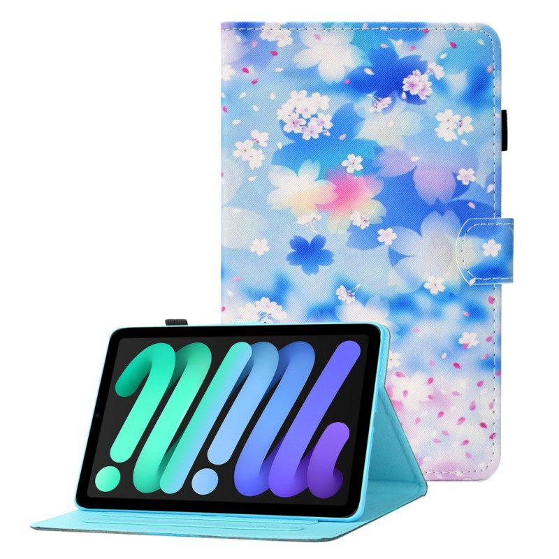 Leren Hoesje voor iPad Mini 6 (2021) Aquarel Bloemen