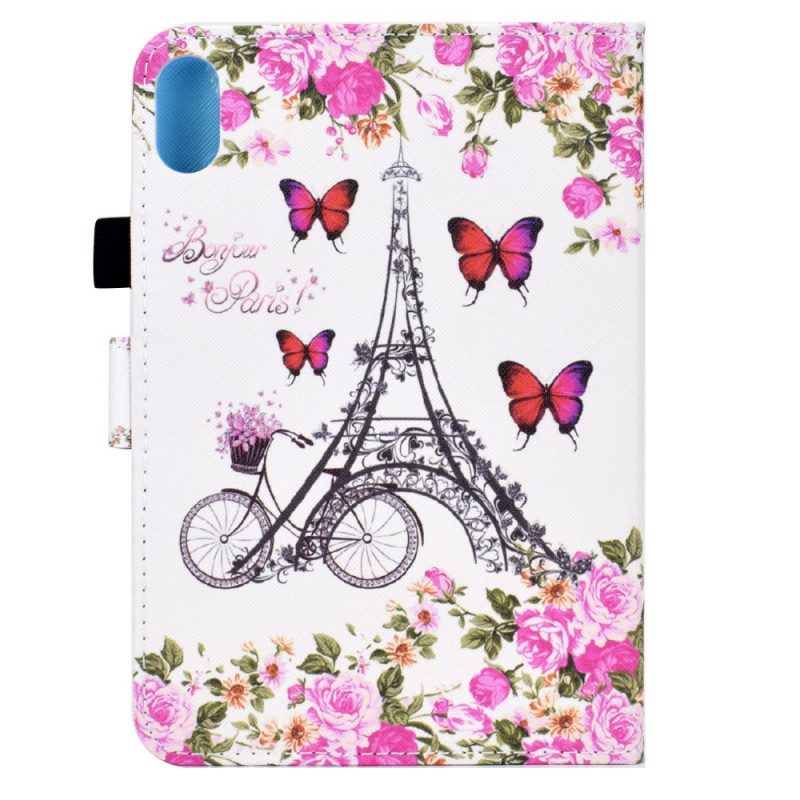 Leren Hoesje voor iPad Mini 6 (2021) Eiffeltoren Fiets