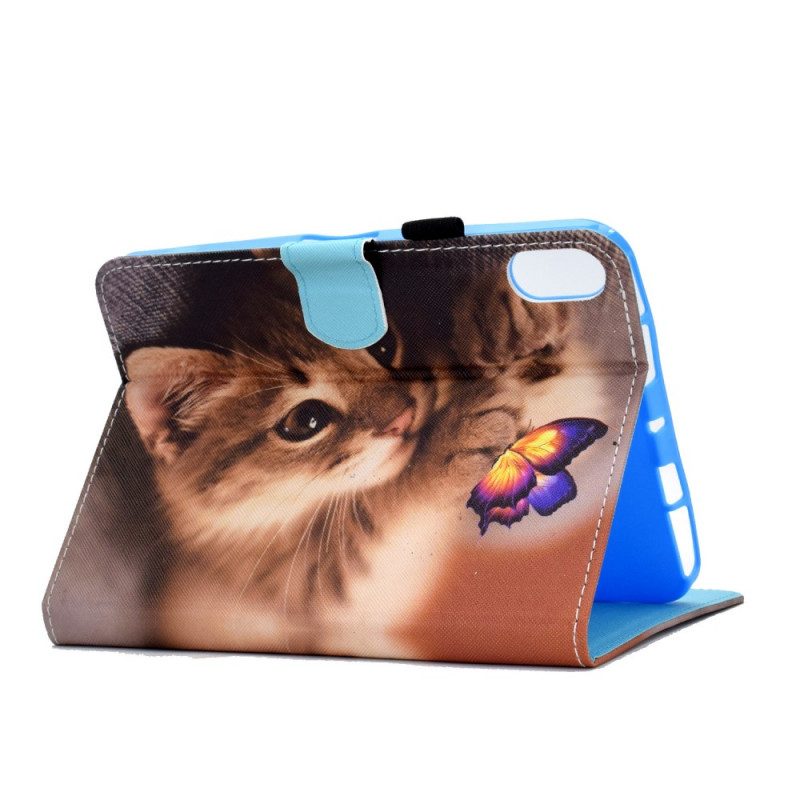 Leren Hoesje voor iPad Mini 6 (2021) Mijn Kitten En Vlinder