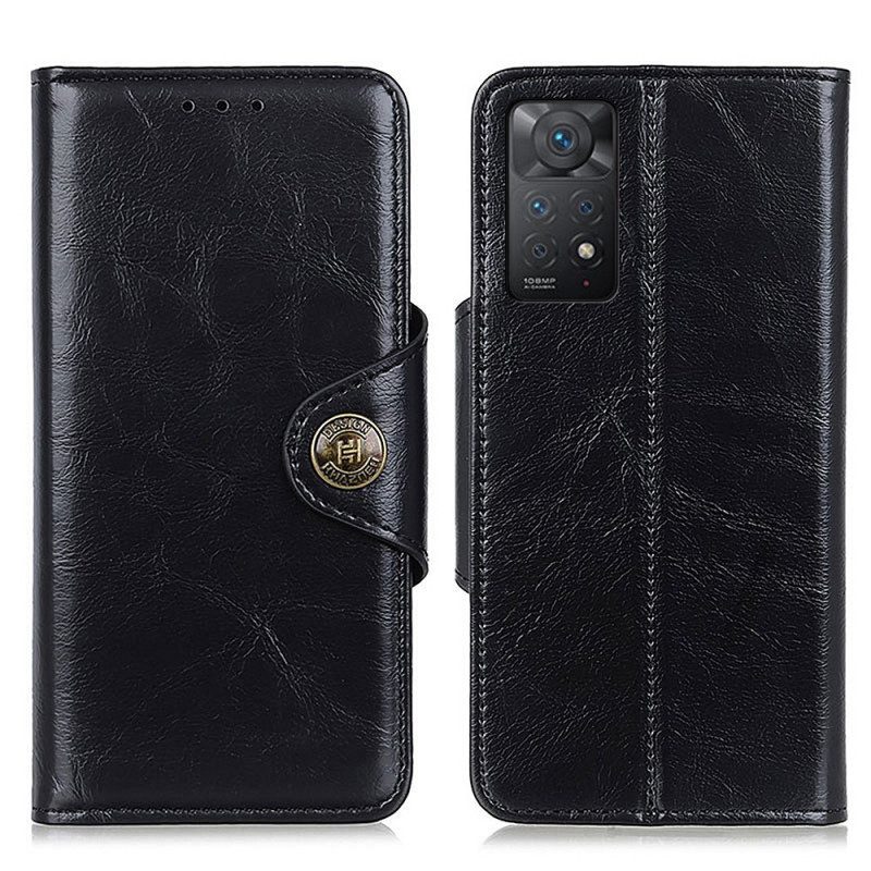 Flip Case voor Xiaomi Redmi Note 11 Pro / 11 Pro 5G Khazneh Knoop Van Imitatielakleer