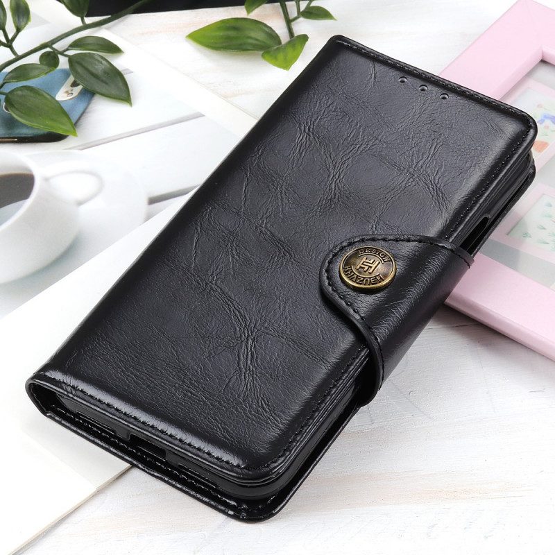 Flip Case voor Xiaomi Redmi Note 11 Pro / 11 Pro 5G Khazneh Knoop Van Imitatielakleer