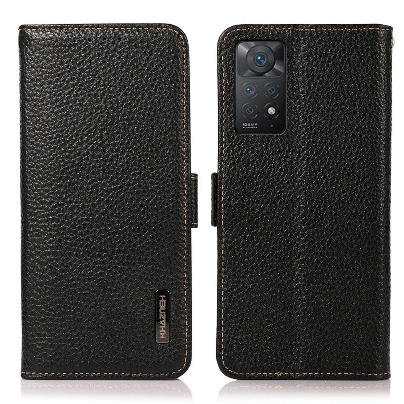 Folio-hoesje voor Xiaomi Redmi Note 11 Pro / 11 Pro 5G Echt Litchi-leer Khazneh Rfid