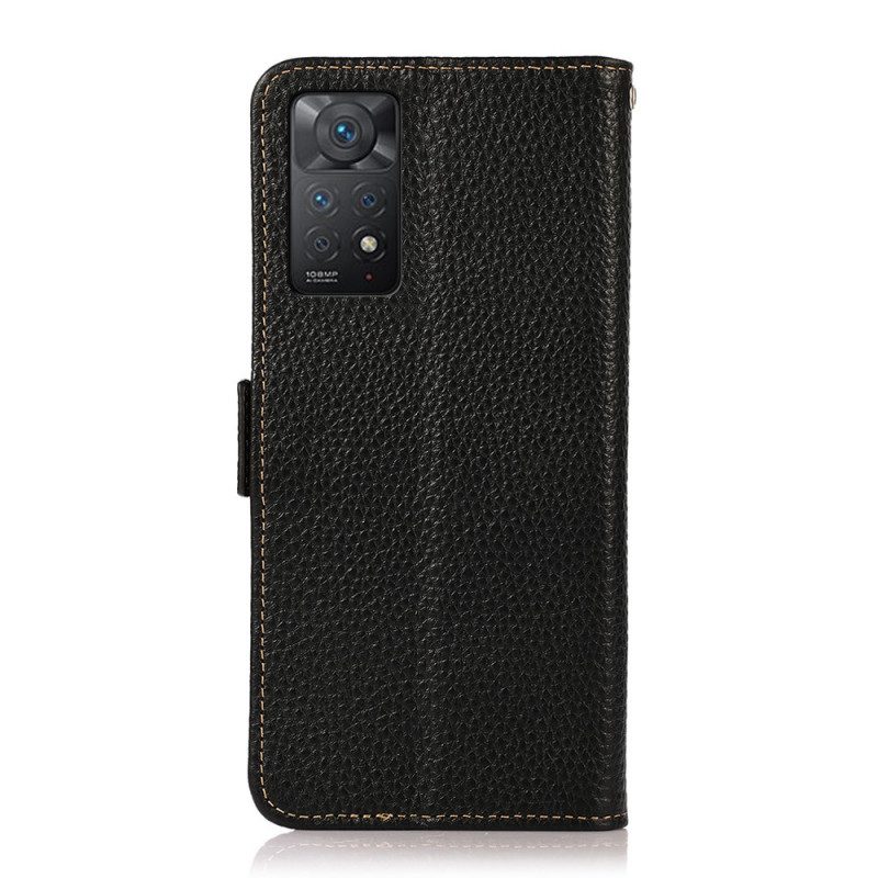 Folio-hoesje voor Xiaomi Redmi Note 11 Pro / 11 Pro 5G Echt Litchi-leer Khazneh Rfid