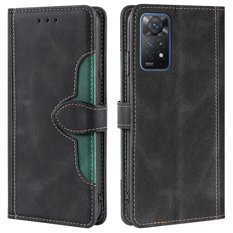 Folio-hoesje voor Xiaomi Redmi Note 11 Pro / 11 Pro 5G Imitatieleer Bicolor Stijlvol