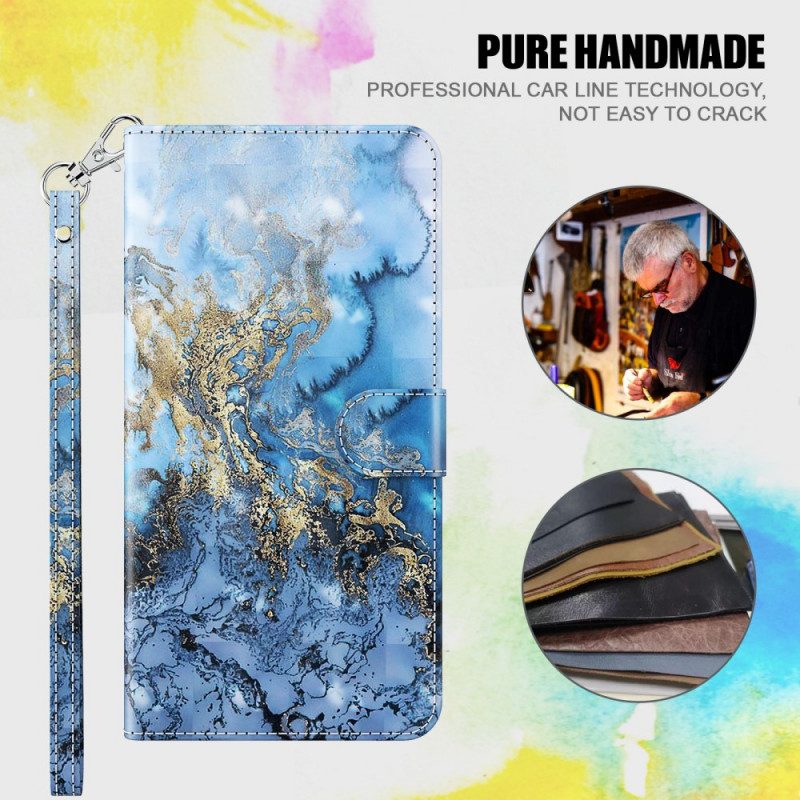 Folio-hoesje voor Xiaomi Redmi Note 11 Pro / 11 Pro 5G Marmeren Ontwerp Met Lanyard