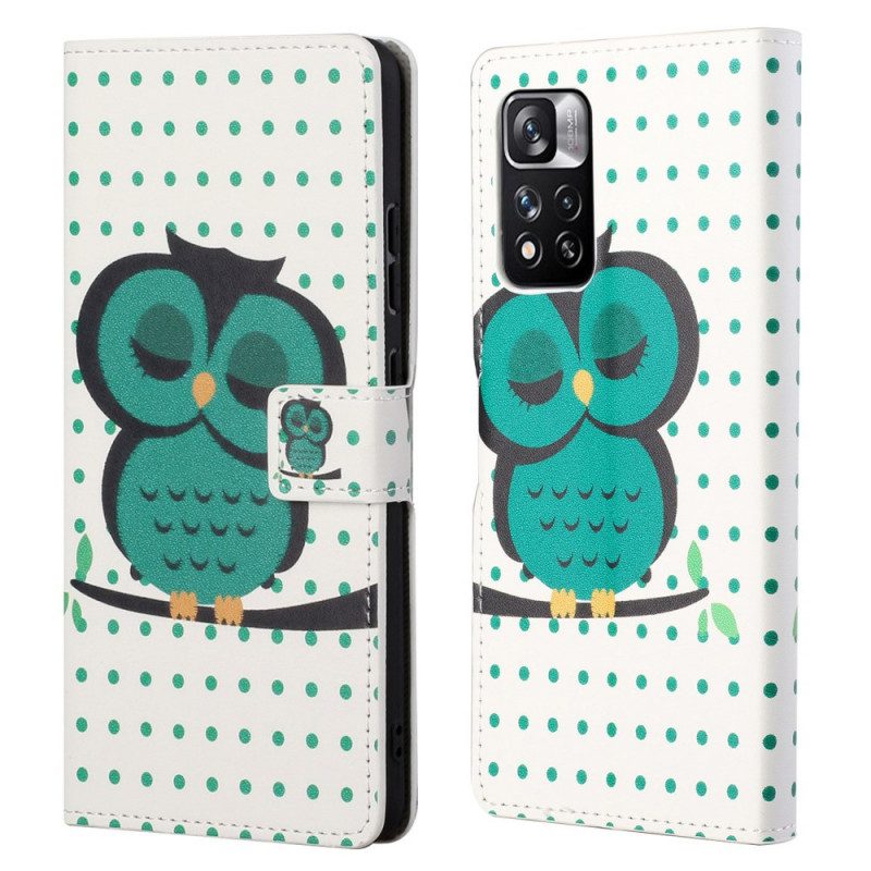 Folio-hoesje voor Xiaomi Redmi Note 11 Pro / 11 Pro 5G Slapende Uil