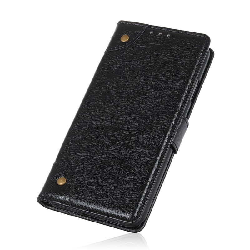 Folio-hoesje voor Xiaomi Redmi Note 11 Pro / 11 Pro 5G Stijl Nappa Lederen Vintage Klinknagels