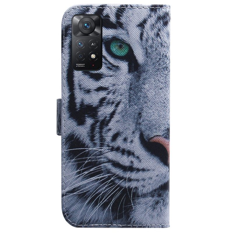 Folio-hoesje voor Xiaomi Redmi Note 11 Pro / 11 Pro 5G Tijger Gezicht