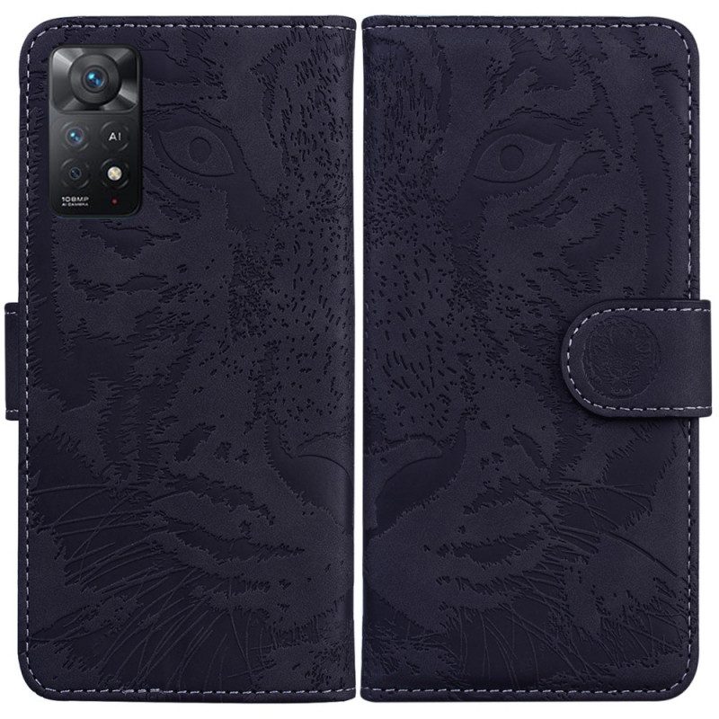 Folio-hoesje voor Xiaomi Redmi Note 11 Pro / 11 Pro 5G Tijger Voetafdruk