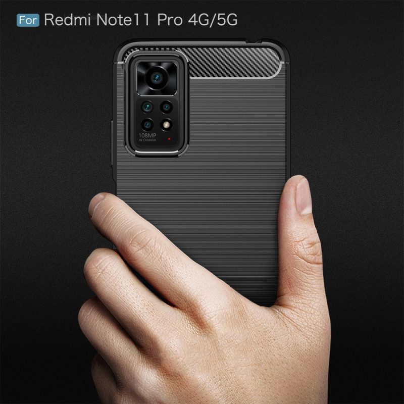 Hoesje voor Xiaomi Redmi Note 11 Pro / 11 Pro 5G Geborstelde Koolstofvezel