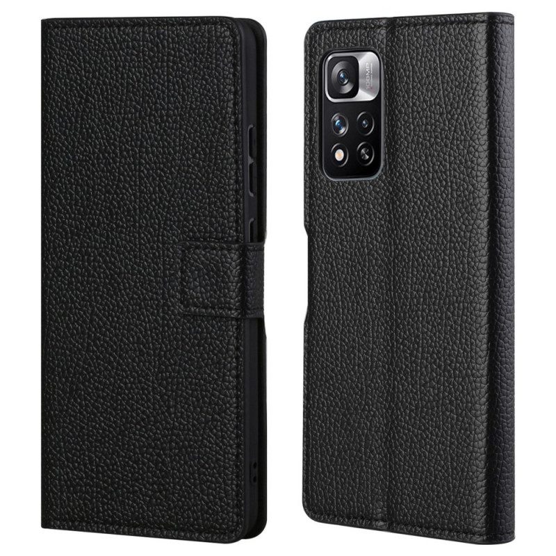 Leren Hoesje voor Xiaomi Redmi Note 11 Pro / 11 Pro 5G Lychee Graan