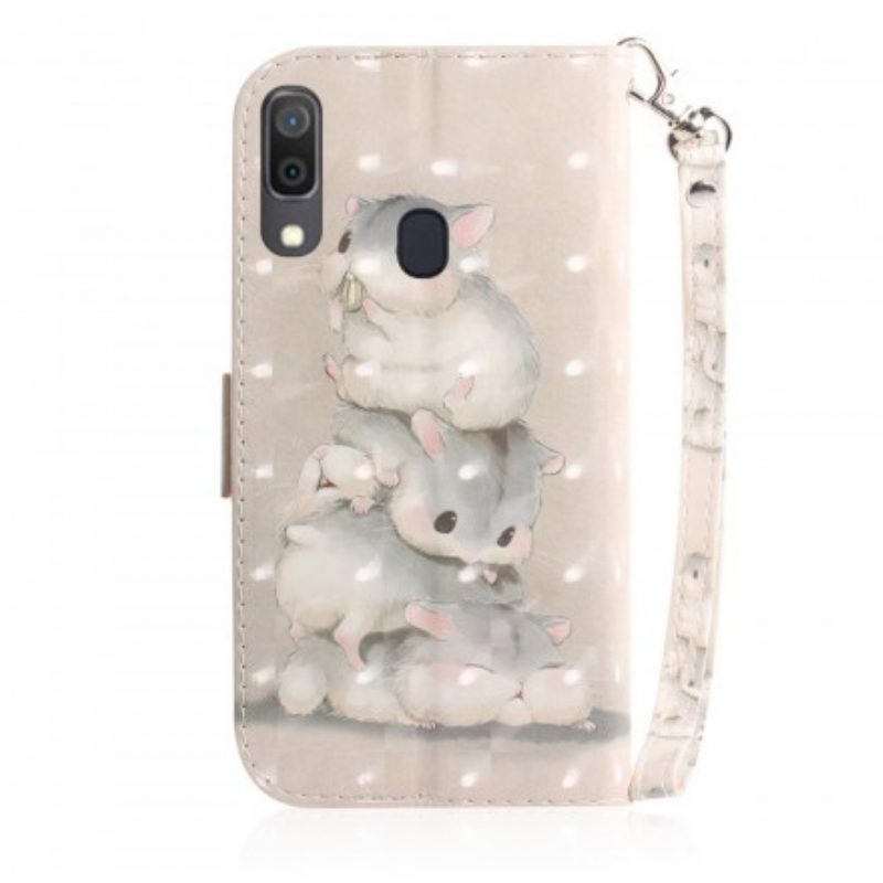 Flip Case voor Samsung Galaxy A30 Met Ketting String Hamsters