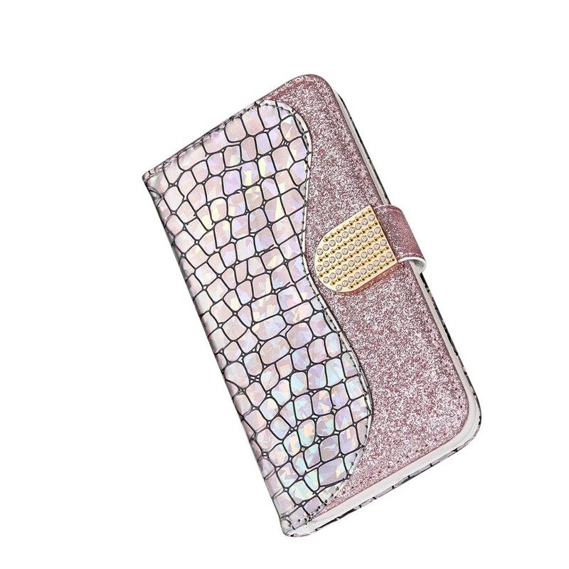 Folio-hoesje voor Samsung Galaxy A30 Krokodil Diamanten