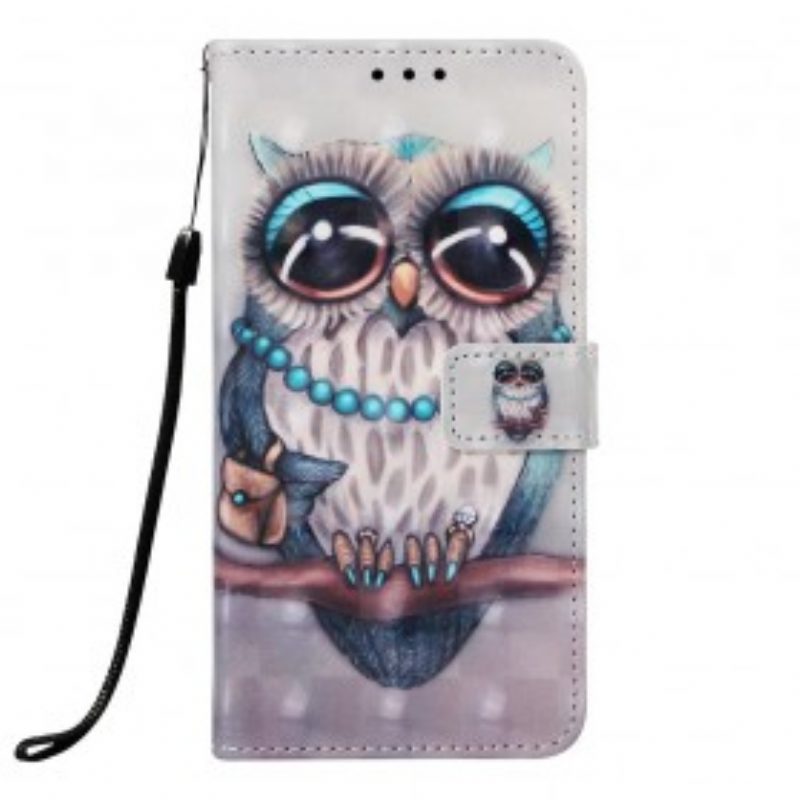 Folio-hoesje voor Samsung Galaxy A30 Met Ketting Miss Uil Met Riem