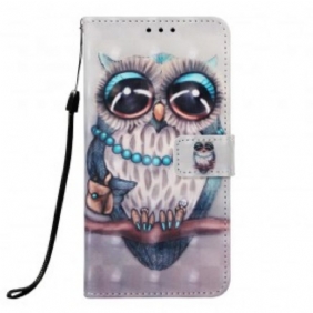 Folio-hoesje voor Samsung Galaxy A30 Met Ketting Miss Uil Met Riem