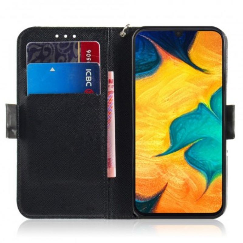 Folio-hoesje voor Samsung Galaxy A30 Met Ketting String Safari Dieren