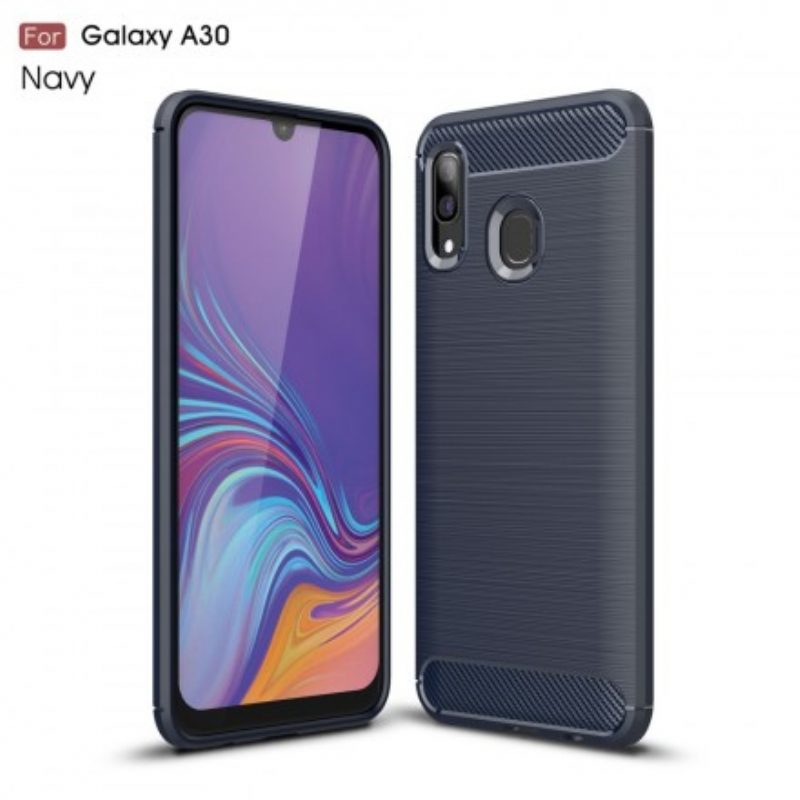 Hoesje voor Samsung Galaxy A30 Geborstelde Koolstofvezel