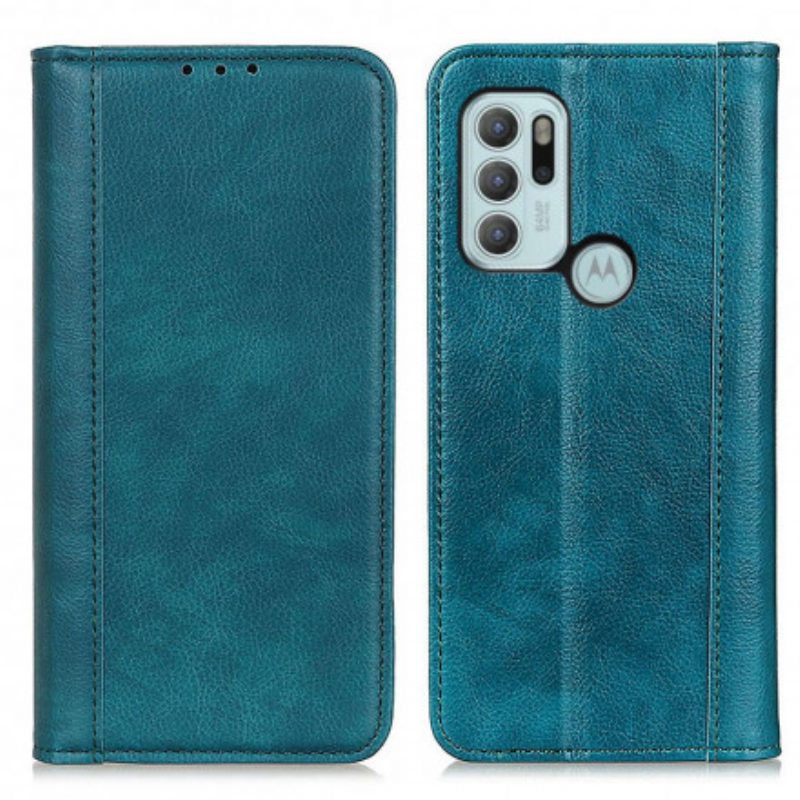 Bescherming Hoesje voor Moto G60S Folio-hoesje Litchi Split Lederen Versie