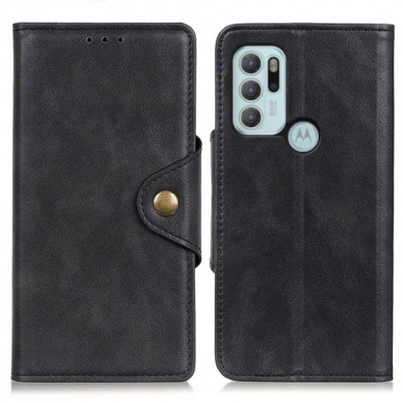 Flip Case voor Moto G60S Knoop Van Imitatieleer