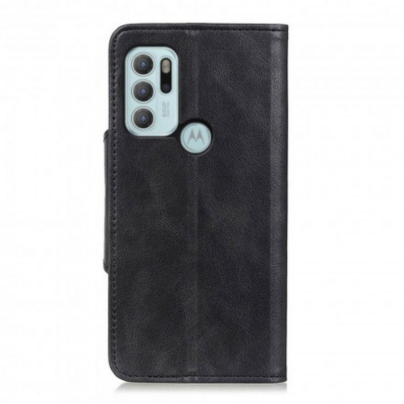 Flip Case voor Moto G60S Knoop Van Imitatieleer